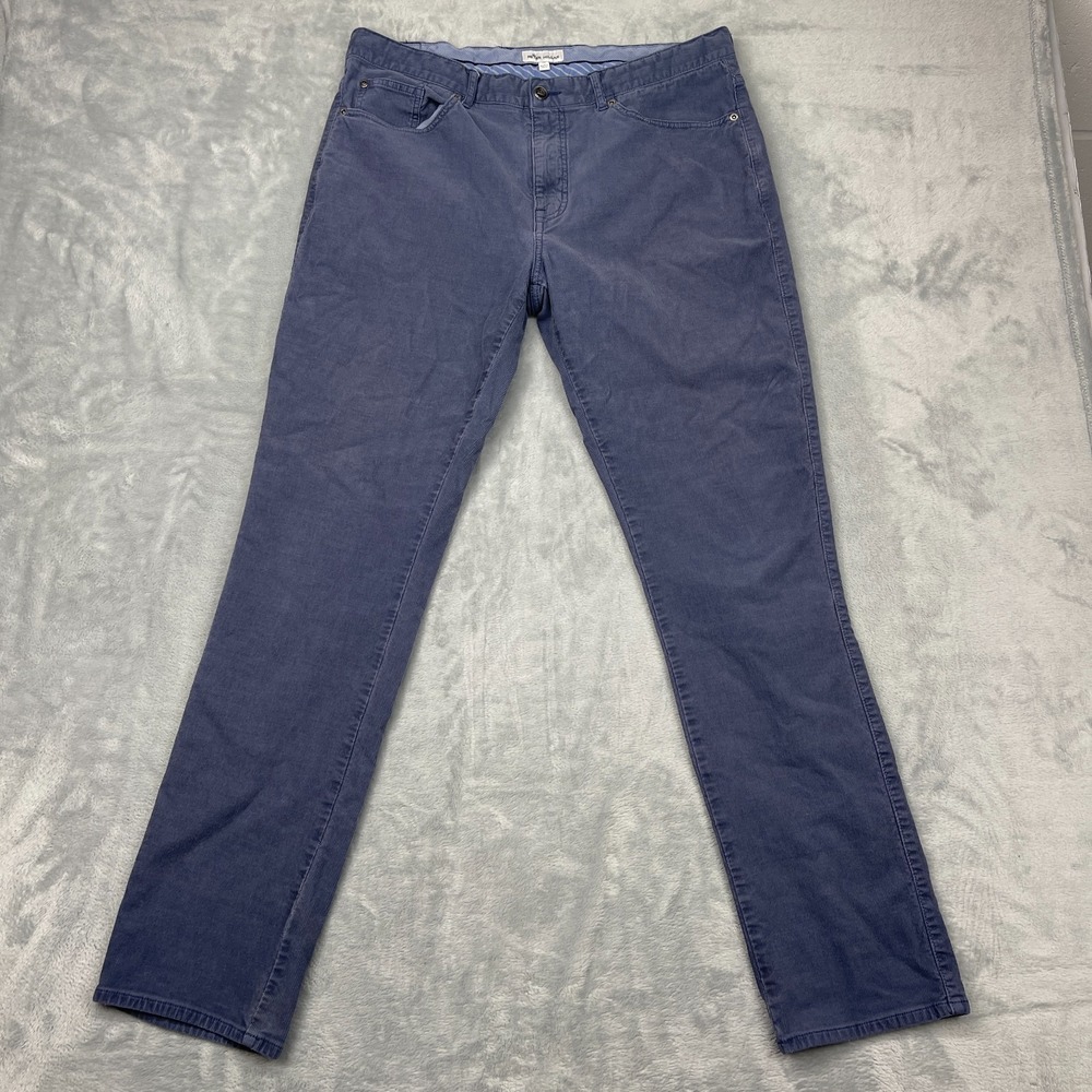 Peter‎ Millar Pants Mens 36 Grayish Blue Stretch Corduroy Slim Fit Skinny Leg